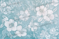 Light Blue Monochrome Floral Embossed Pattern Background Product Image 1