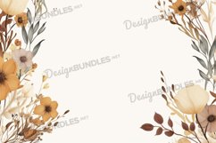 Rustic flower and leaves flat lay frame background Product Image 1