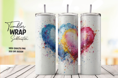 Heart Splash Watercolor Tumbler Wrap PNG Product Image 1
