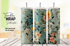 Blue Leaf tumbler wrap png Product Image 1