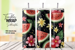 Watermelon Floral Summer Tumbler Wrap Sublimation PNG Product Image 1