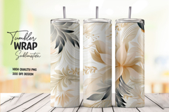 Cream Gold Flower tumbler wrap png Product Image 1