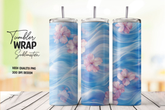 Blue Waves Floral Tumbler Wrap Product Image 1