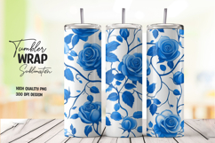 Blue Floral Tumbler Wrap png Product Image 1