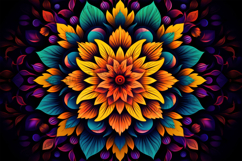 Dark Orange Mandala Flower Background Product Image 1