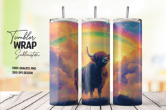 Black Bull Under Colorful Sky Tumbler Wrap PNG Product Image 1