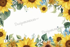 Sunflower Frame Flat lay Background, Sunflower digital paper Product Image 1