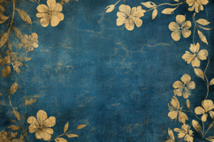 Vintage Blue Gold Floral Edge Background Product Image 1
