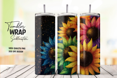 Galaxy Sunflower Night Sky Tumbler Wrap PNG Product Image 1