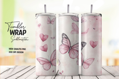 Pink Butterfly Tumbler Wrap png Product Image 1