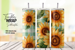 Sunflower and Orange Plaid Rustic Tumbler Wrap Product Image 1
