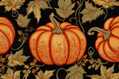 Pumpkins with Golden Leaves Autumn Background Product Image 1