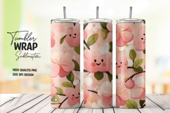 Cherry Blossom Happy Fruit Cartoon Tumbler Wrap PNG Product Image 1