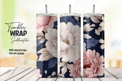 Navy Floral tumbler wrap png Product Image 1