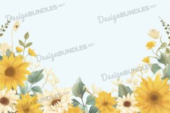 Sunflower Frame Flat lay Background, Sunflower digital paper Product Image 1