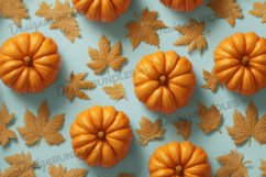Pumpkins and Maple Leaves Seamless Autumn Background Product Image 1