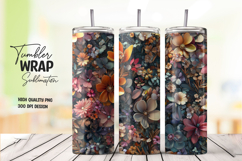Navy Floral Gold Tumbler Wrap Product Image 1