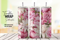 Pink Peony tumbler wrap png Product Image 1