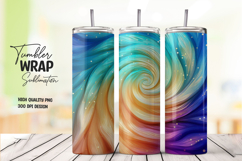Colorful Swirl Marble Background Tumbler Wrap PNG Product Image 1