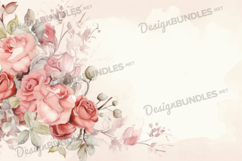 Watercolor rose frame watercolor background Product Image 1