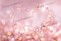 Soft Pink Glitter Hearts Digital Background Product Image 1