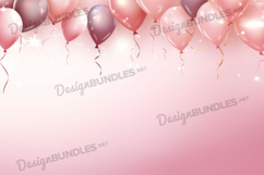 Pink birthday balloons, birthday invitation background Product Image 1