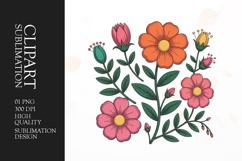 Wildflower Branch Clipart PNG Product Image 1