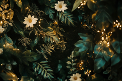 Warm Golden Light over Gardenia and Ivy Background Product Image 1