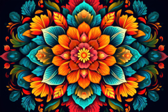 Bold Floral Mandala Blue Background Product Image 1