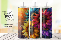 Rainbow Glow Sunflower Tumbler Wrap PNG Product Image 1