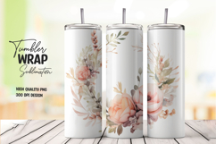Soft Peach Floral tumbler wrap png Product Image 1