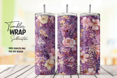 Purple Glitter Floral Tumbler Wrap Product Image 1
