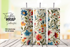 Red Yellow Floral Tumbler Wrap PNG Product Image 1