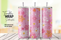 Daisies and Pink Floral Pattern Tumbler Wrap PNG Product Image 1
