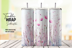 Boho Floral Line Art Tumbler Wrap PNG Product Image 1
