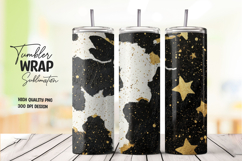 Black Cow Print with Gold Stars Tumbler Wrap Product Image 1