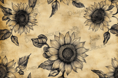 Vintage Beige Floral Drawing Background Product Image 1