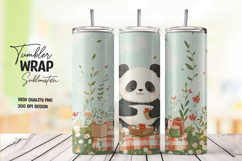 Cute Panda with Picnic Mat Tumbler Wrap PNG Product Image 1