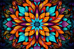 Radiant Orange Blue Mandala Art Product Image 1