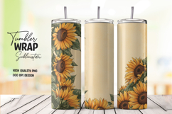 Beige Sunflower Tumbler Wrap PNG Product Image 1