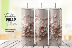 Cream Rose Floral Tumbler Wrap png Product Image 1