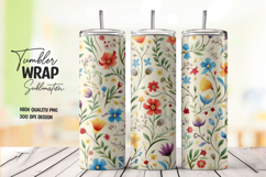 Vintage Floral Tumbler Wrap Sublimation Product Image 1