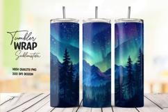 Starry Forest Night Tumbler Wrap Sublimation PNG Product Image 1