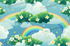 St Patricks Day Cloud Pattern, Saint Patrick Digital Papar Product Image 1