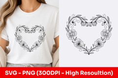 Floral Heart Wreath Clipart SVG PNG Product Image 1