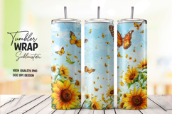 Sunflowers with Butterflies Blue Sky Tumbler Wrap Product Image 1
