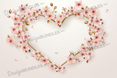 Watercolor floral heart frame flat lay background Product Image 1