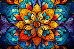Teal Orange Symmetric Mandala Background Product Image 1