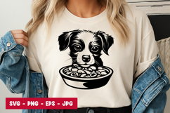 Cute Puppy with Food Bowl Art SVG PNG Product Image 1