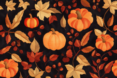 Pumpkins with Yellow Maple Leaves Autumn Background Product Image 1